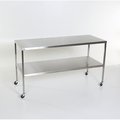 Midcentral Medical SS Instrument Table with Shelf 24” W x 72” L x 34” H MCM509